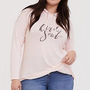 TORRID KIND SOUL LIGHT PINK HACCI HOODIE